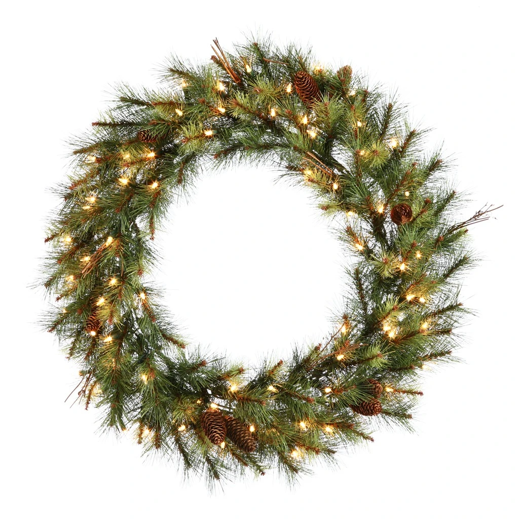 Vickerman Pre-Lit Christmas Wreath With Pine Cones And 3 Rings (22362)