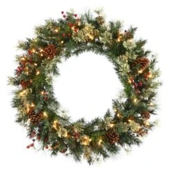 Vickerman Pre-Lit Artificial Christmas Wreath With Pine Cones (22385)