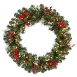 Vickerman Pre-Lit Artificial Christmas Wreath With Berries (22406)
