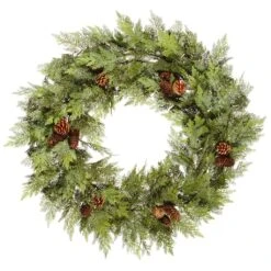 Vickerman Artificial Unlit Christmas Wreath With Pine Cones (23300)