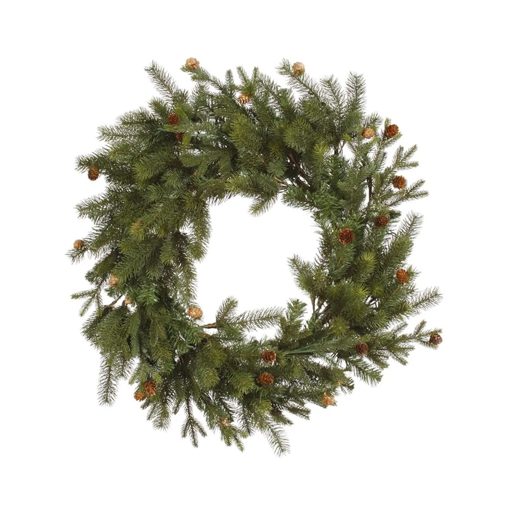 Vickerman Unlit Artificial Christmas Wreath With Pine Cones (27441)