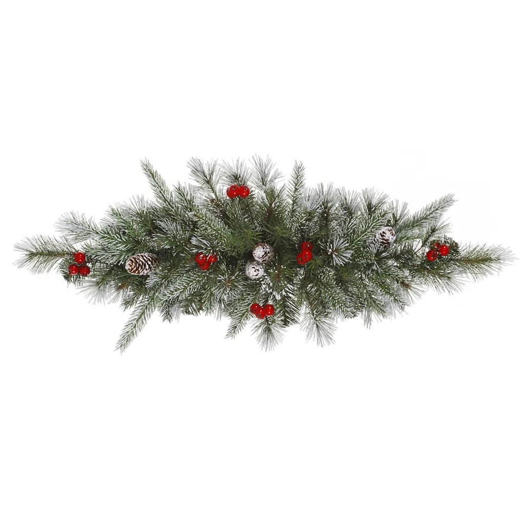 Vickerman Pre-Lit Artificial Christmas Swag With Frosted Cones And Red Berries (27670)