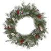 Vickerman Artificial Unlit Christmas Wreath With Frosted Cones And Red Berries (27677)