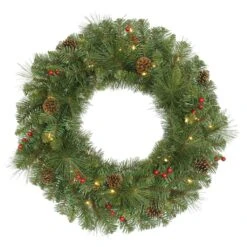 Vickerman Pre-Lit Artificial Christmas Wreath With Pine Cones And Berries (31115)
