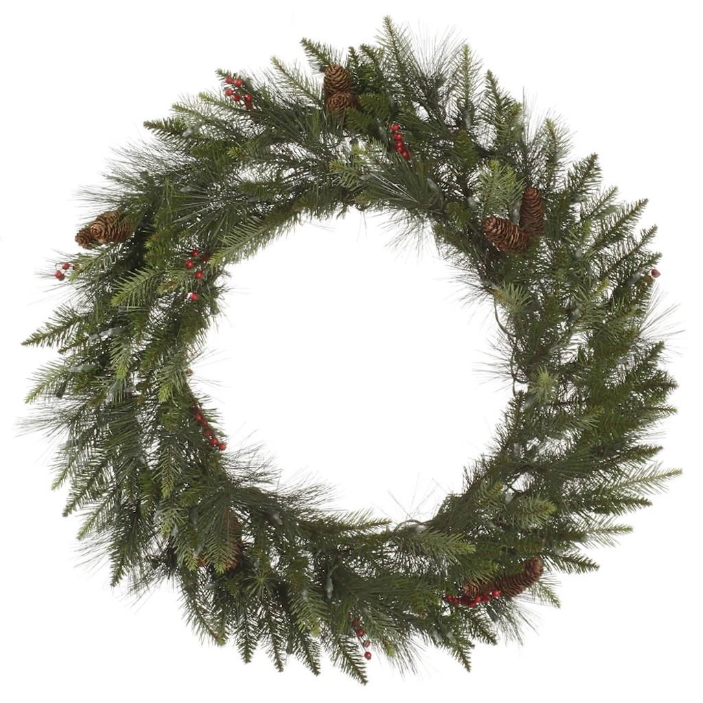 Vickerman Artificial Unlit Christmas Wreath With Berries And Pine Cones (32458)