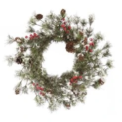 Vickerman Artificial Unlit Christmas Wreath With Berries (33353)