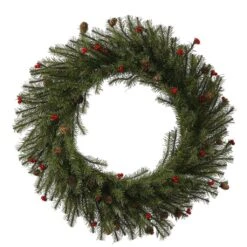Vickerman Artificial Unlit Christmas Wreath With Berries And Pine Cones (335260)