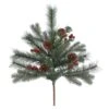 Vickerman Artificial Christmas Spray With Red Berries And Pine Cones (370575)