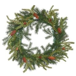 Vickerman Artificial Unlit Christmas Wreath With Pine Cones (371756)