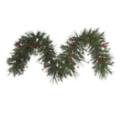 Vickerman Unlit Artificial Christmas Garland With Berries And Pine Cones (373194)