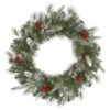 Vickerman Pre-Lit Artificial Christmas Wreath With Frosted Pine Cones And Red Berries (27682)